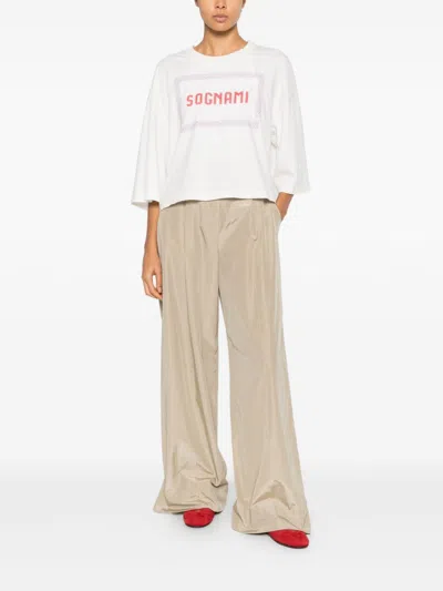 Forte Forte Beige Polyester Cotton Trousers In Brown