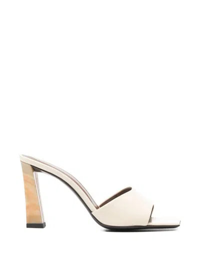 Giuseppe Zanotti Sandals Square Toe Open Block Heel In Neutral