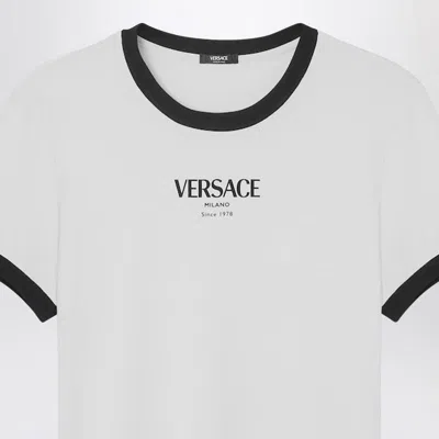 Versace Jersey T-shirt With Contrasting Beading In White