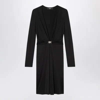 Versace Viscose Jersey Midi Dress Buckle Draped In Black