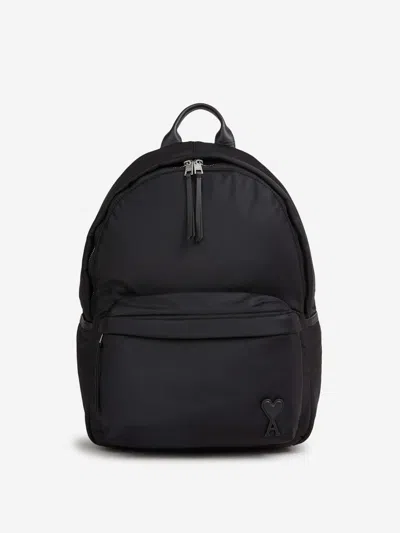 Ami Alexandre Mattiussi Ami Backpack Bag In Smooth Black Polyamide In Black