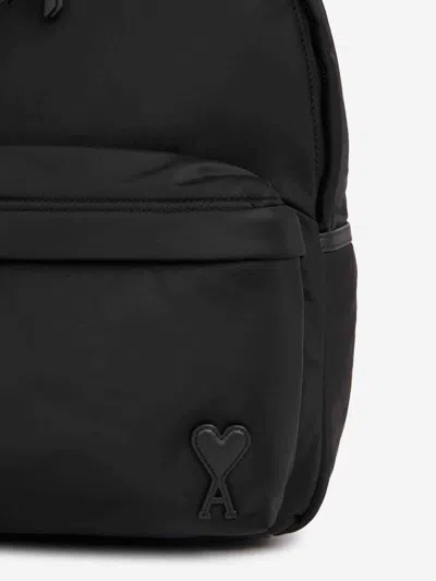 Ami Alexandre Mattiussi Ami Backpack Bag In Smooth Black Polyamide In Black