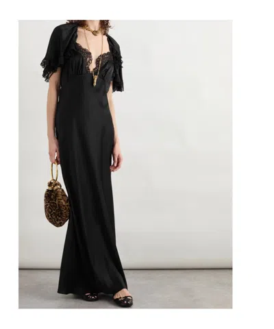 Chloé Lace-cape Maxi Dress In Black
