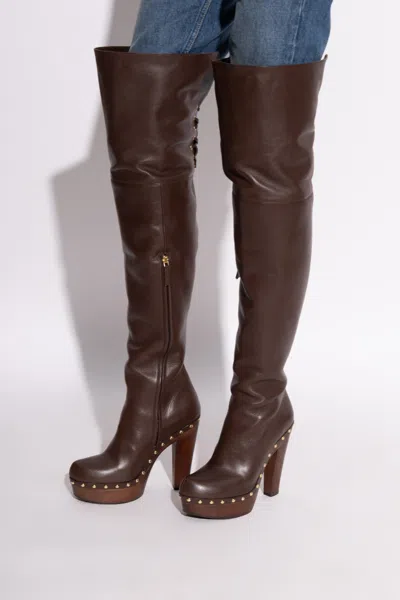 Chloé Leather Lola Over-the-knee Boots 130 In Brown