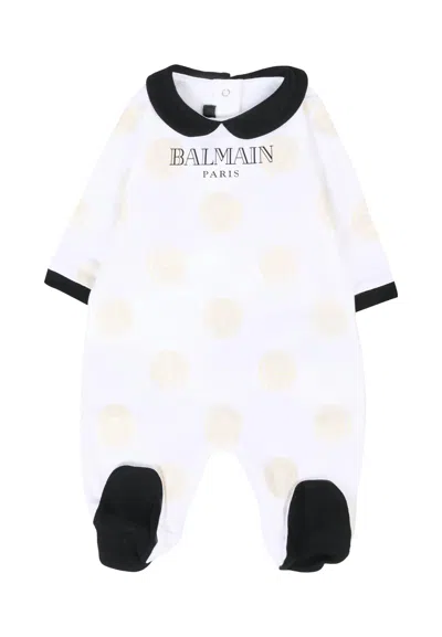 Balmain Logo-print Bodysuit Set In White