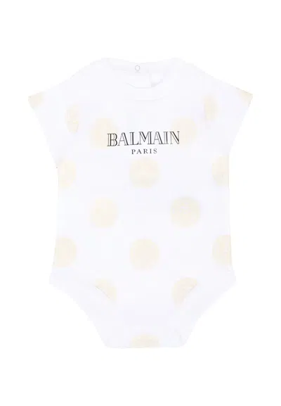 Balmain Logo-print Bodysuit Set In White