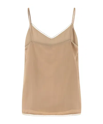 Fabiana Filippi Lingerie Style Top Lightweight Spaghetti Straps In Brown