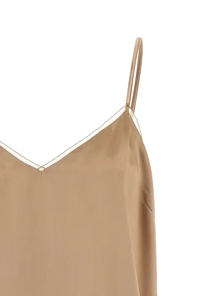 Fabiana Filippi Lingerie Style Top Lightweight Spaghetti Straps In Brown