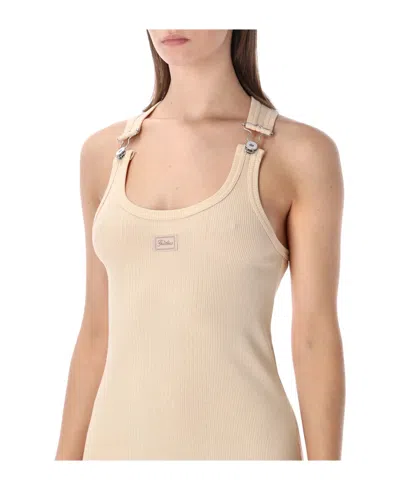 Jean Paul Gaultier Womens Nude Ribbed Sleeveless Cotton-jersey Mini Dress In Gold