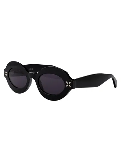 Alaïa Oval-frame Acetate Sunglasses In Black