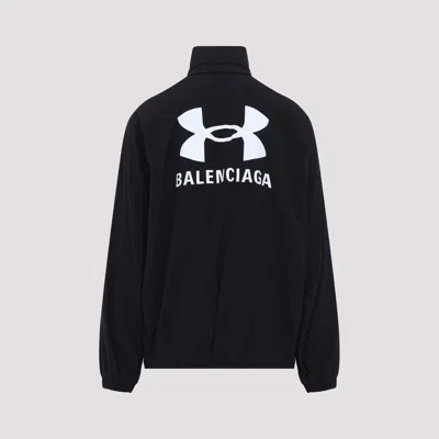 Balenciaga Shrunk Activewear Black Stretch Nylon Windbreaker Jacket In Black