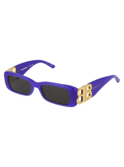 Balenciaga Rectangle-frame Sunglasses In Blue