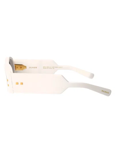 Balmain Wht Acetate Sunglasses In White