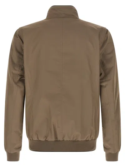 Moorer Polyester Manetti Jacket High Collar Design In Brown
