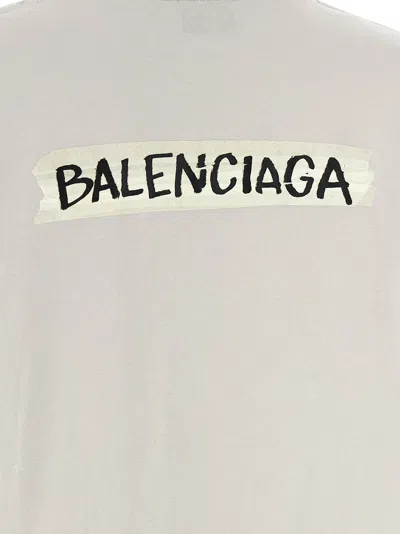 Balenciaga Womens Dirty White Logo-print Relaxed-fit Cotton T-shirt In Gray