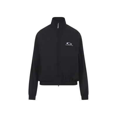 Balenciaga High Collar Jacket Elastic Cuffs Hem In Black