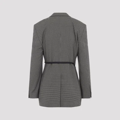 Balenciaga Vichy-pattern Jacket With Side Lace Detail In Gray
