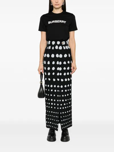 Burberry Women Cotton T-shirt With Logo In Black