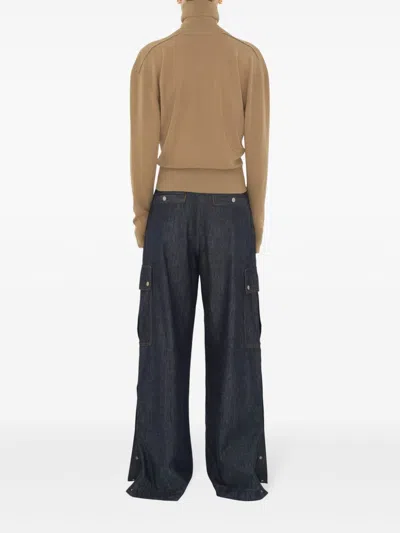 Burberry High Neck Wool Sweater With Equestrian Knight Motif In Brown