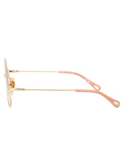 Chloé Acetate Gold Sunglasses In Brown