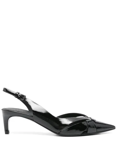 Del Carlo 60mm Slingback Leather Sandals In Black
