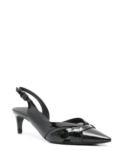 Del Carlo 60mm Slingback Leather Sandals In Black