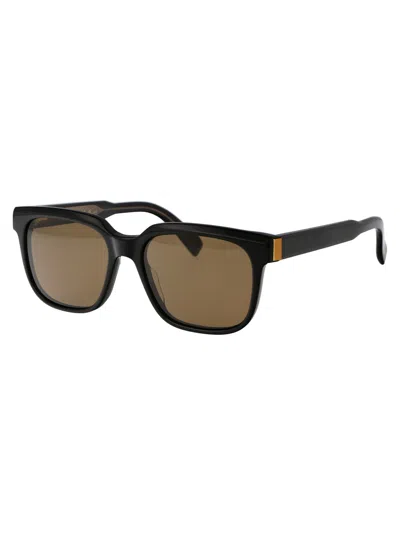 Dunhill Black Acetate Sunglasses In Brown
