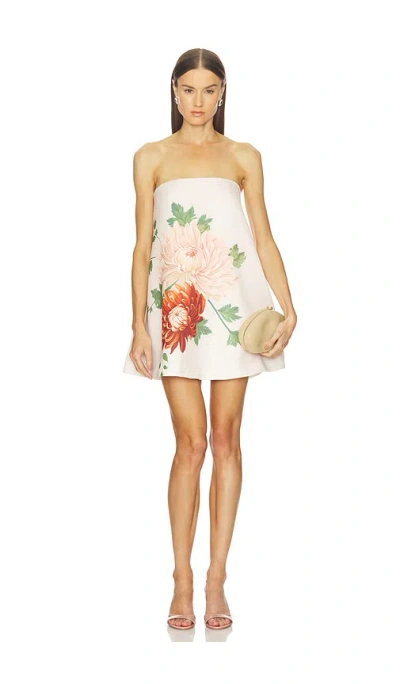 Sau Lee Ruby Satin Dress With Scarf In Neutral