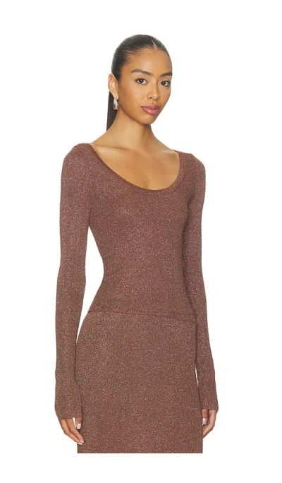 Sndys Rumer Long Sleeve Knit Top In Brown