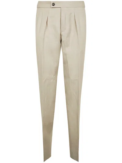 Incotex Tailored Pleated Front Trousers With Back Pockets In Neutral