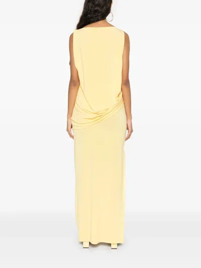 Jacquemus La Robe Peplo Longue In Yellow