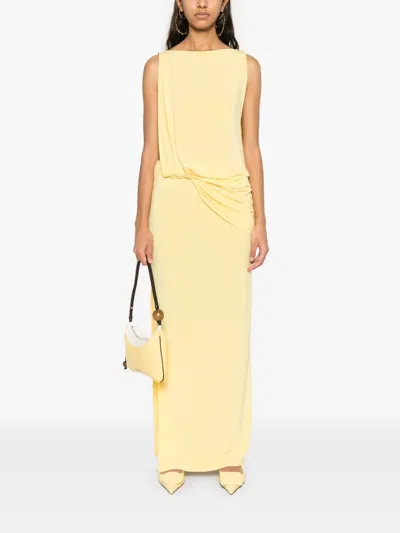 Jacquemus La Robe Peplo Longue In Yellow