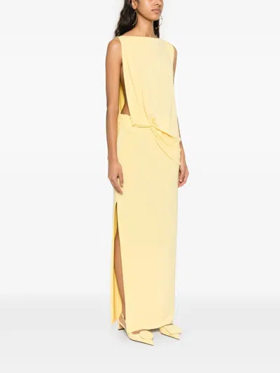 Jacquemus La Robe Peplo Longue In Yellow
