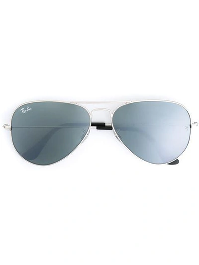 Shop Ray Ban Aviator Frame Sunglasses In Metallic