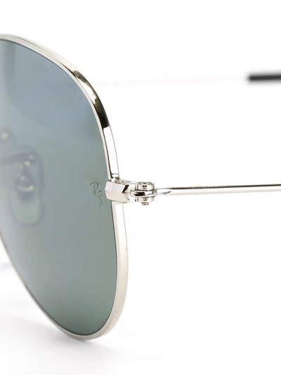 Shop Ray Ban Aviator Frame Sunglasses In Metallic