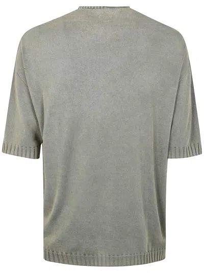 Md75 Light Oversized Reversible Short Sleeves Sweater In Gray