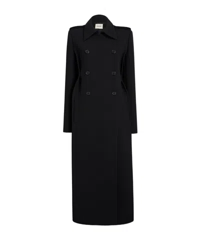 Khaite Donna Oversized Double-breasted Wool Coat In Black