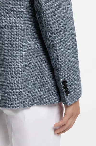 Hugo Boss Patterned Regular-fit Jacket In A Cotton Blend In Blue