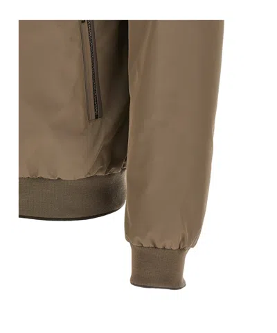 Moorer Polyester Manetti Jacket High Collar Design In Brown