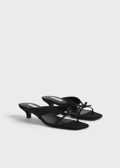 Totême Bow Satin Sandals Black