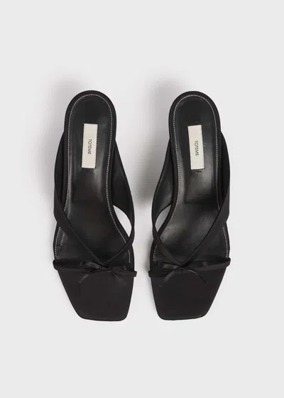 Totême Bow Satin Sandals Black