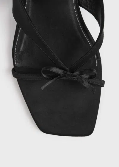 Totême Bow Satin Sandals Black