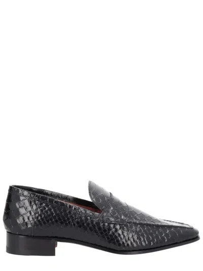 Paris Texas Loafers In Black Printed Python Leather In Black