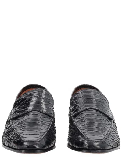 Paris Texas Loafers In Black Printed Python Leather In Black