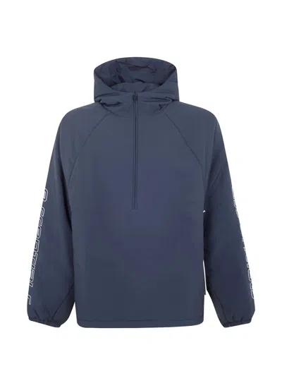 Essentials Hooded Half-zip Jacket In Blue