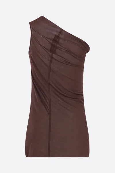 Rick Owens One Shoulder Vest In Brown