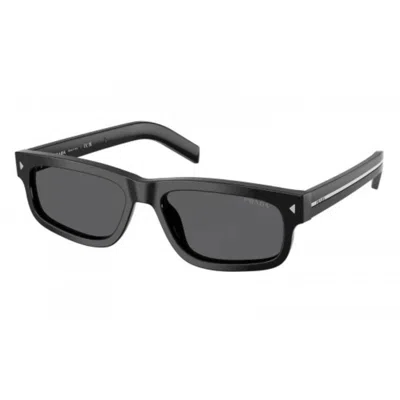 Prada Logo Rectangular Sunglasses In Black
