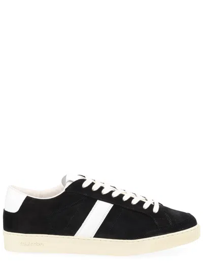 Tom Ford Blake Sneakers Suede Upper Contrast Stripe Rubber Sole In Black