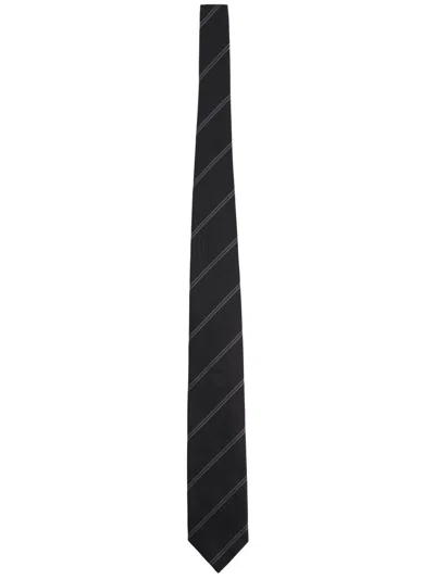 Tom Ford Silk Tie Regular Width Diagonal Stripe Design In Black