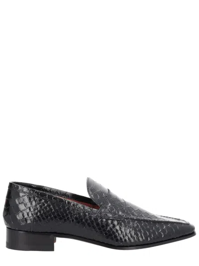 Paris Texas Loafers In Black Printed Python Leather In Black